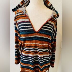 Paolino Striped Fall Colors Hoodie size Large